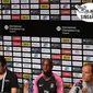 Pelatih PSG, Thomas Tuchel (paling kanan), pada konferensi pers ICC 2018 di Singapura. (Bola.com/Wiwig Prayugi)