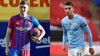 Ferran Torres resmi diperkenalkan sebagai penggawa baru Barcelona pada Senin (03/01/2022), usai merampungkan transfernya dari Manchester City. (AFP/Pau Barrena dan Rui Vierra)