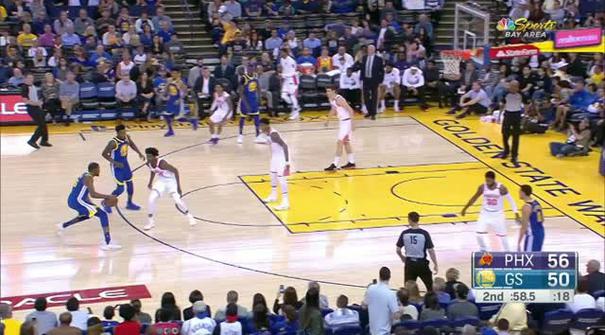 Berita video game recap NBA 2017-2018 antara Golden State Warriros melawan Phoenix Suns dengan skor 117-107.