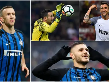 Berikut lima pemain yang membuat Inter Milan mampu tampil apik dan bangkit pada musim 2017-2018. Diantaranya, Mauro Icardi, Ivan Perisic dan Samir Handanovic. (Foto-foto Kolase dari AP dan AFP)