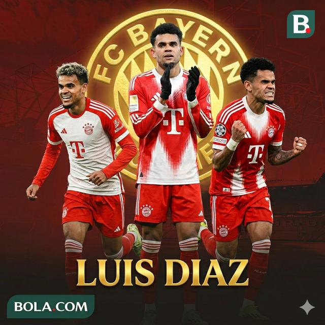 Ilustrasi Luis Diaz di Bayern Munchen. (Bola.com/AFP/Gemini)