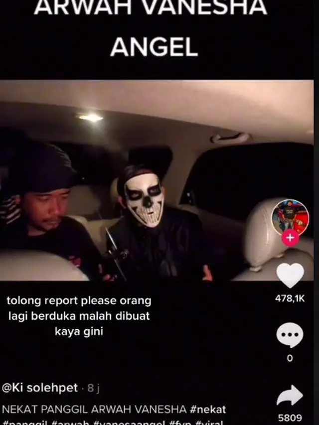 Kegeraman warganet, minta publik melaporkan akun Ki Soleh Pet yang bikin konten mistis mendiang Vanessa Angel. (tangkapan layar Tiktok/ @gpx.raymounds)