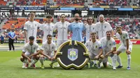 Para pemain Auckland City berpose sebelum pertandingan Grup C Piala Dunia Antarklub antara Bayern&nbsp;Munchen dan Auckland City di Cincinnati, Minggu, 15 Juni 2025. (AP Photo/Jeff Dean)