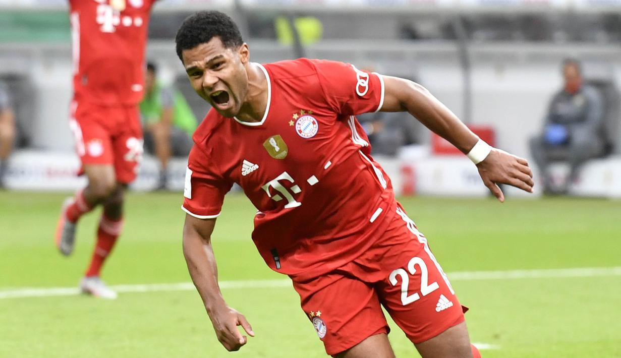 3. Serge Gnabry (Bayern Munchen) - Mantan pemain Arsenal ini menjadi pesaing terdekat Lewandowski untuk merebut gelar top skor. Dua gol ke gawang Lyon membuat Gnabry sudah mengemas sembilan gol di Liga Champions musim 2019/2020. (AFP/John Macdougall)