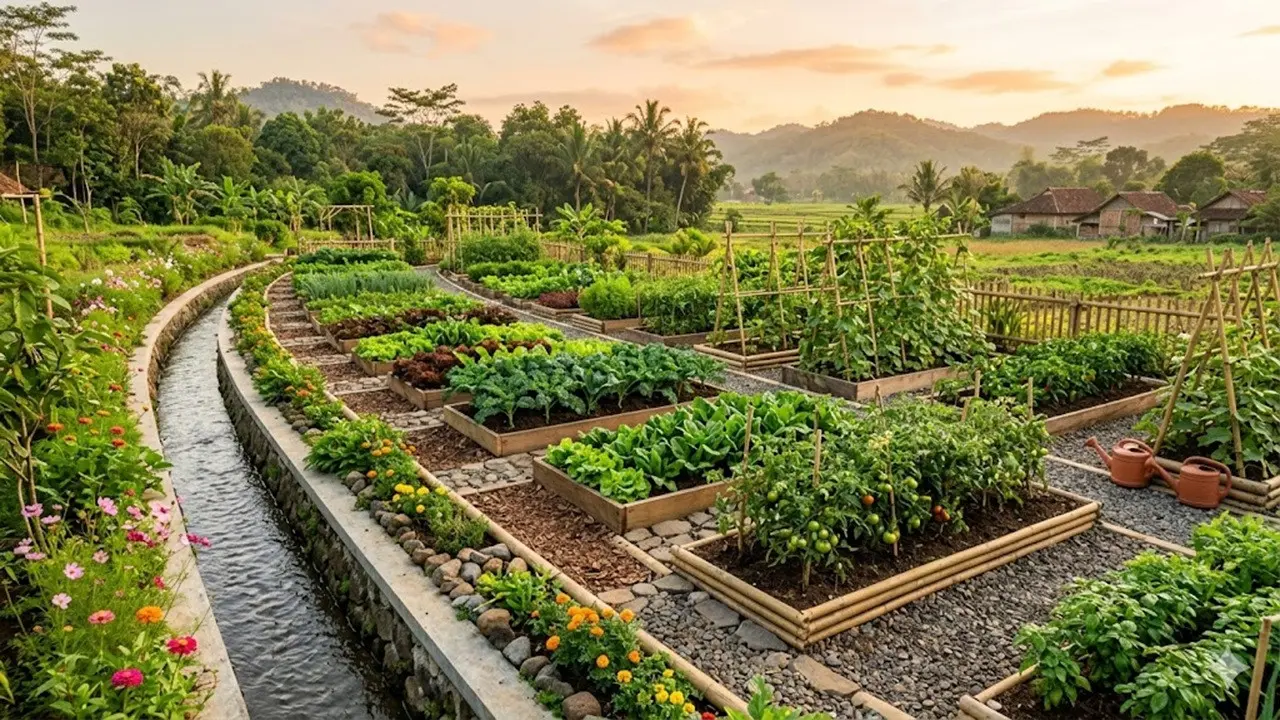 Kebun Sayur di Samping Selokan