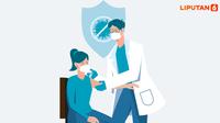 Banner Infografis Pemberian Vaksin Covid-19 Dosis 4 untuk Tenaga Kesehatan. (Liputan6.com/Trieyasni)