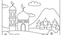 Gambar mewarnai masjid di pegunungan. (Liputan6.com/Bustanulathfal.sch.id)
