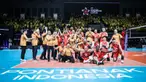 Bhayangkara Presisi berhasil memetik kemenangan dalam pertandingan pembuka AVC Men’s Volleyball Champions League 2026 melawan Zhaiyk di GOR Terpadu A. Yani, pada Rabu (13/5/2026). (Dok. PBVSI)