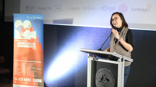 Wakil Menteri Ekonomi Kreatif RI Irene Umar dalam pembukaan Festival Sinema Australia Indonesia (FSAI) 2026.