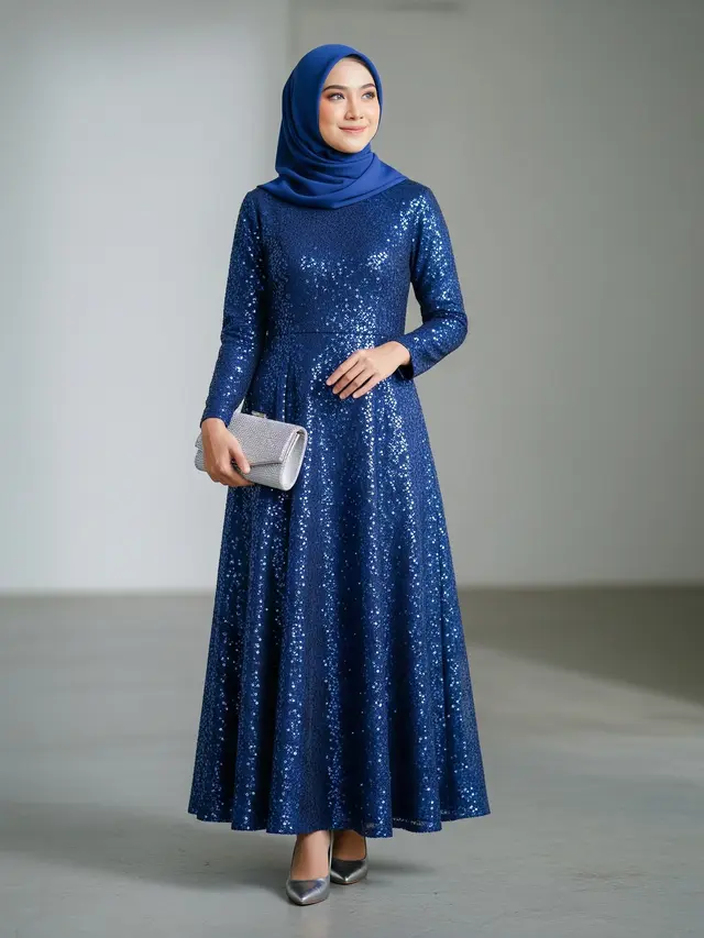Model Dress A Line untuk Perayaan Libur Akhir Tahun A Line dengan Aksen Payet