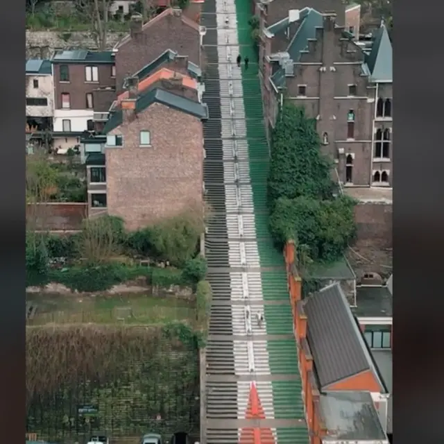 Anak Tangga di Jalanan Kota Liege Dilukis Bendera Palestina Jadi Simbol Dukungan Belgia untuk Warga Gaza. foto: TikTok @ajplus