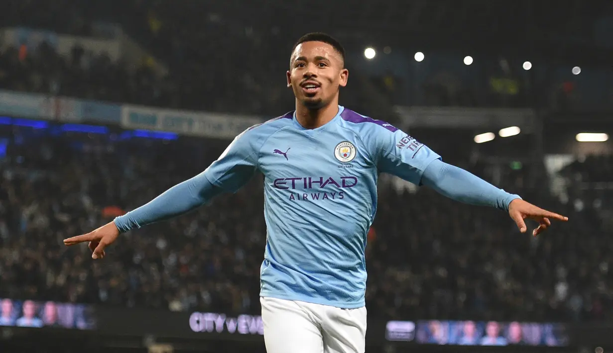 6. Gabriel Jesus - Gabriel Jesus tampil impresif di lini serang Manchester City pada Liga Champions 2019/2020. Penyerang asal Brasil ini menjadi motor kemenangan Manchester City atas Real Madrid di Liga Champions musim ini. (AFP/Oli Scarff)