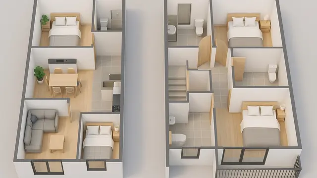 7 Desain Rumah 6x15 2 Lantai 4 Kamar Tidur, Nyaman untuk Hunian Keluarga Modern 2025