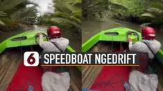Momen asyik dibagikan oleh video ini ketika seorang pemuda melakukan aksi ngedrift gunakan speedboat di sungai. Seperti film Fast Furious.