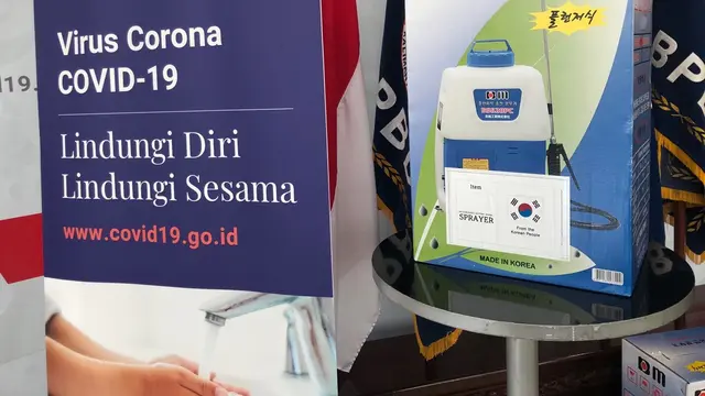 Bantuan alat penyemprot desinfektan (rechargeable battery power sprayer) dari Korea Selatan yang dikirim terlebih dahulu ke Indonesia pada 8 April 2020. (Dokumentasi Korean Cultural Center Indonesia, Embassy of the Republic of Korea)