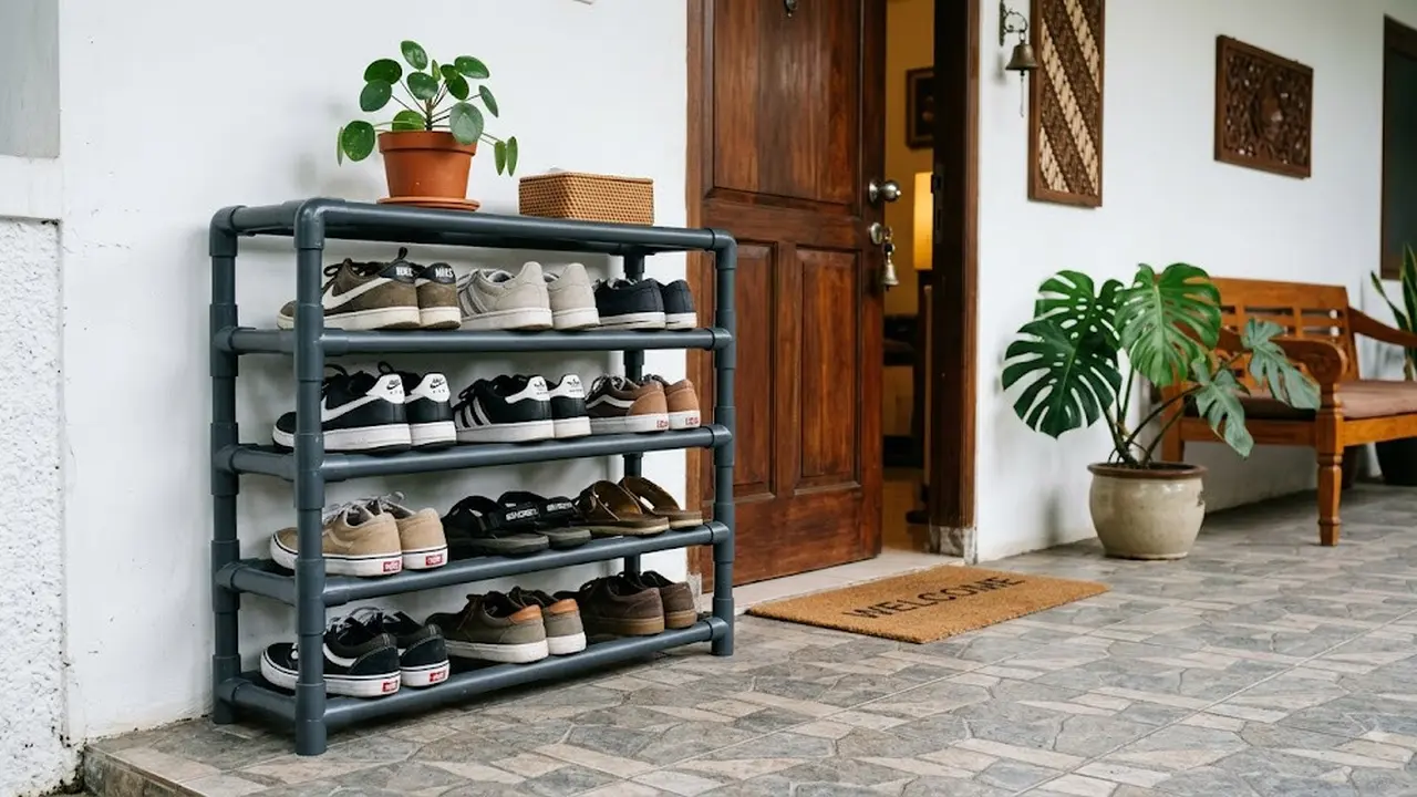 Ide Rak Sepatu dari Pipa PVC/AI Generated