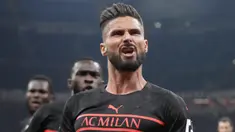 AC Milan berhasil menggusur Napoli, yang belum bermain di pekan ke-10, dari puncak klasemen Liga Italia 2021/2022 usai menang tipis 1-0 atas tamunya Torino, Selasa (26/10/2021). Gol tunggal kemenangan Rossoneri dicetak Olivier Giroud pada menit ke-14. (AP/Luca Bruno)