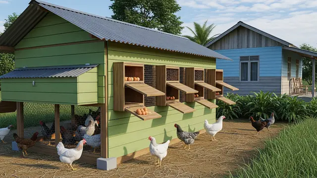Model Kandang Ayam dengan Sistem Panen Telur Tanpa Masuk