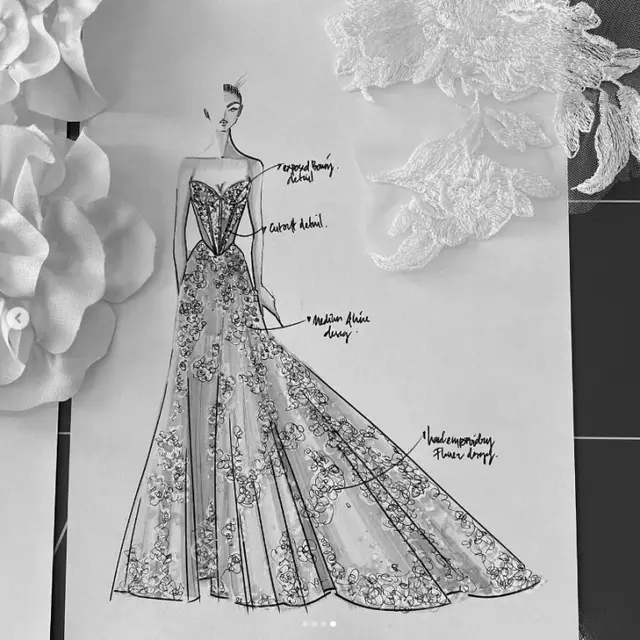 Desainer Ungkap Bunga-Bunga di Gaun Pengantin BCL Disulam dengan Tangan,  foto: Instagram @mryogiepratama