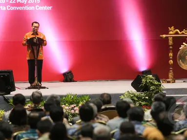Menteri ESDM Sudirman Said menyampaikan sambutan dalam pembukaan The Indonesian Petroleum Association Convention and Exhibition (IPA Convex) ke-39 di JCC Senayan, Rabu (20/5). (Liputan6.com/Faizal Fanani)