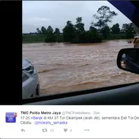 Selain gardu tol Cikunir Ambruk, hujan deras di hari Valentine ini juga mengakibatkan beberapa ruas tol kebanjiran.