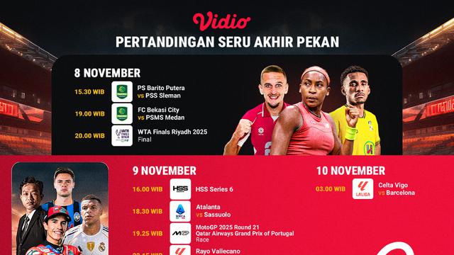 Pertandingan seru akhir pekan di Vidio. (dok. vidio.com)