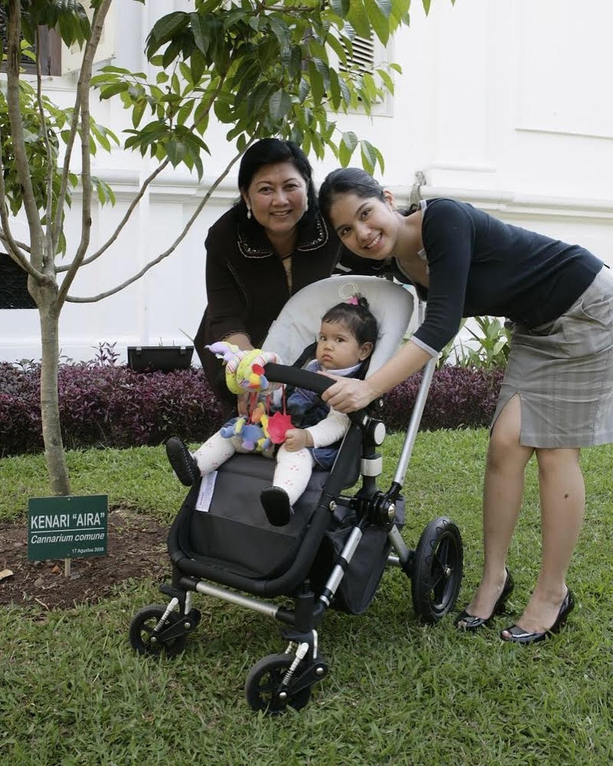 Potret Aira Anak Annisa Pohan Jenguk Pohon Kenari yang Ditanam Bu Ani Untuknya di Istana Negara, Bikin Haru