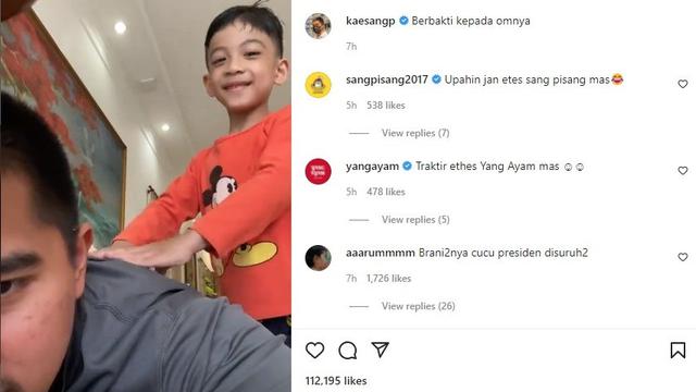 Unggahan Kaesang Pangarep dipijit Jan Ethes