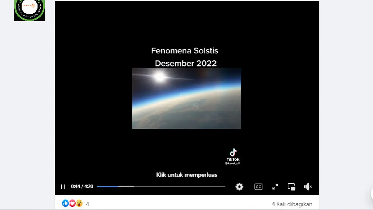 Tangkapan layar hoaks seputar fenomena astronomi