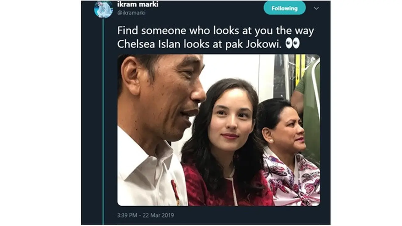 6 Reaksi Netizen Lihat Tatapan Chelsea Islan ke Jokowi, Bikin Gagal Fokus