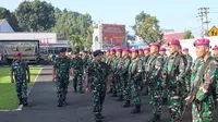 Apel Gelar Pasukan dalam rangka pengamanan Presiden RI dilakukan di Markas Komando Lantamal VIII Jalan Yos Sudarso Kairagi Weru, Paal Dua, Kota Manado, Selasa (16/1/2023).