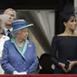 Pangeran Harry, Meghan Markle, dan Ratu Elizabeth II. (AP Photo/Matt Dunham, File)