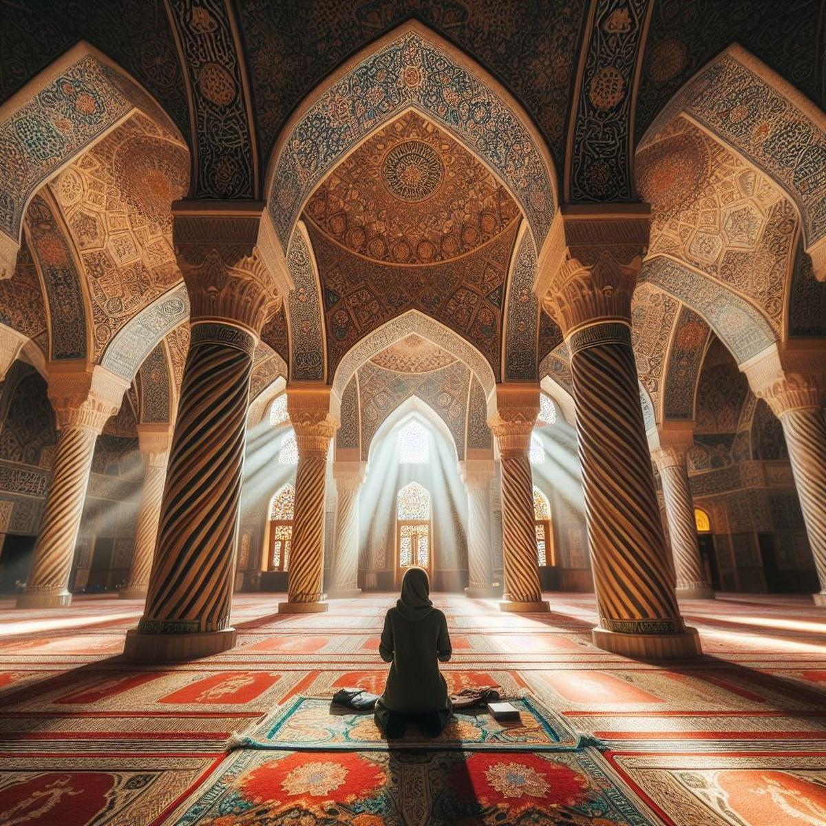 Ilustrasi Berdoa di Dalam Masjid