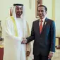 Presiden Jokowi menyambut Putra Mahkota Abu Dhab Mohamed Bin Zayed Al Nahyan di Istana Bogor, Kamis (24/7/2019).(Liputan.com/HO/Setkab Agung)