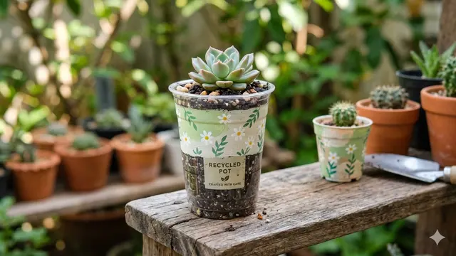 Barang dari Gelas Plastik Bekas Minuman (Foto: Gemini AI)
