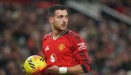 Ekspresi Diogo Dalot di laga Manchester United vs West Ham Jumat (5/12/2025) (AP Photo/Ian Hodgson)