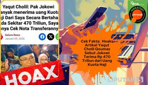 Cek fakta artikel Yaqut Cholil Qoumas sebut Jokowi terima uang kuota haji Rp 470 triliun