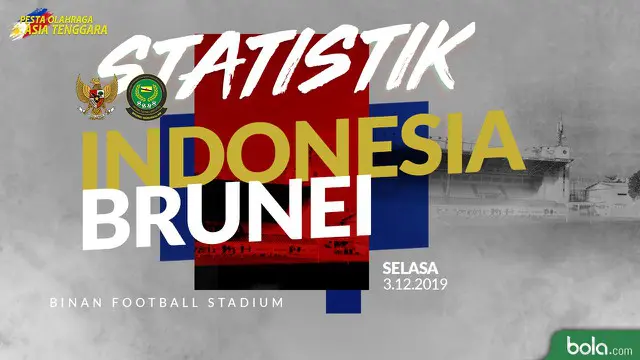 Berita video statistik sepak bola putra SEA Games 2019, Indonesia vs Brunei 8-0, Selasa (3/12/2019) di Binan Football Stadium.