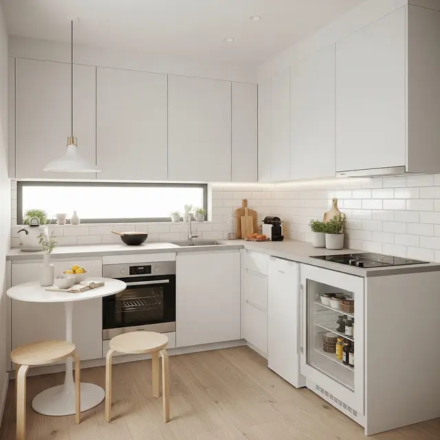 Dapur Minimalis 3x2 Tetap Lega dengan Meja Makan Mini (AI Generated)