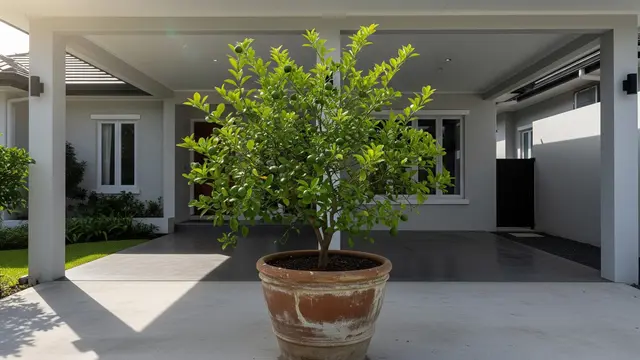 Pohon Buah yang Akarnya Tidak Membuat Carport Bergelombang (AI)