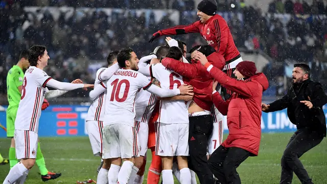 Selebrasi Pemain AC Milan Usai Singkirkan Lazio di Semifinal Coppa Italia