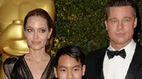 Brad Pitt bersama Angelina Jolie dan Maddox. (AFP/Bintang.com)