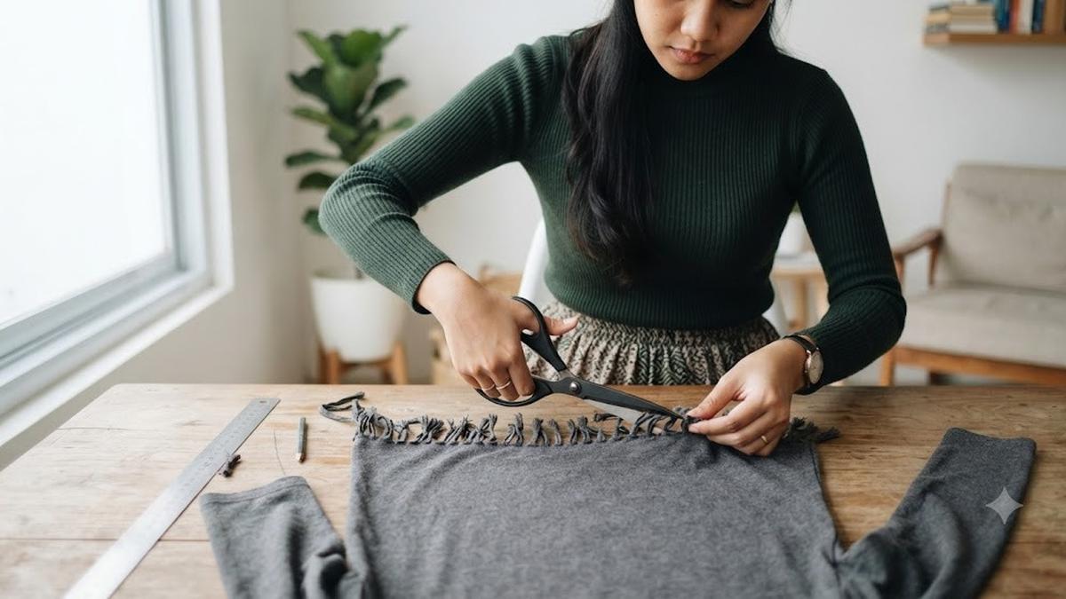 Cara Memotong Kaos Panjang Tanpa Mesin Jahit, Hasil Tetap Rata dan Nyaman Dipakai