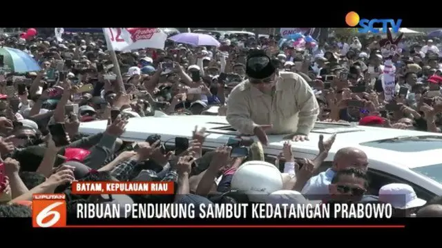 Safari politik di Pekanbaru dan Batam, Prabowo Subianto janji turunkan harga BBM dan stabilkan harga sembako.