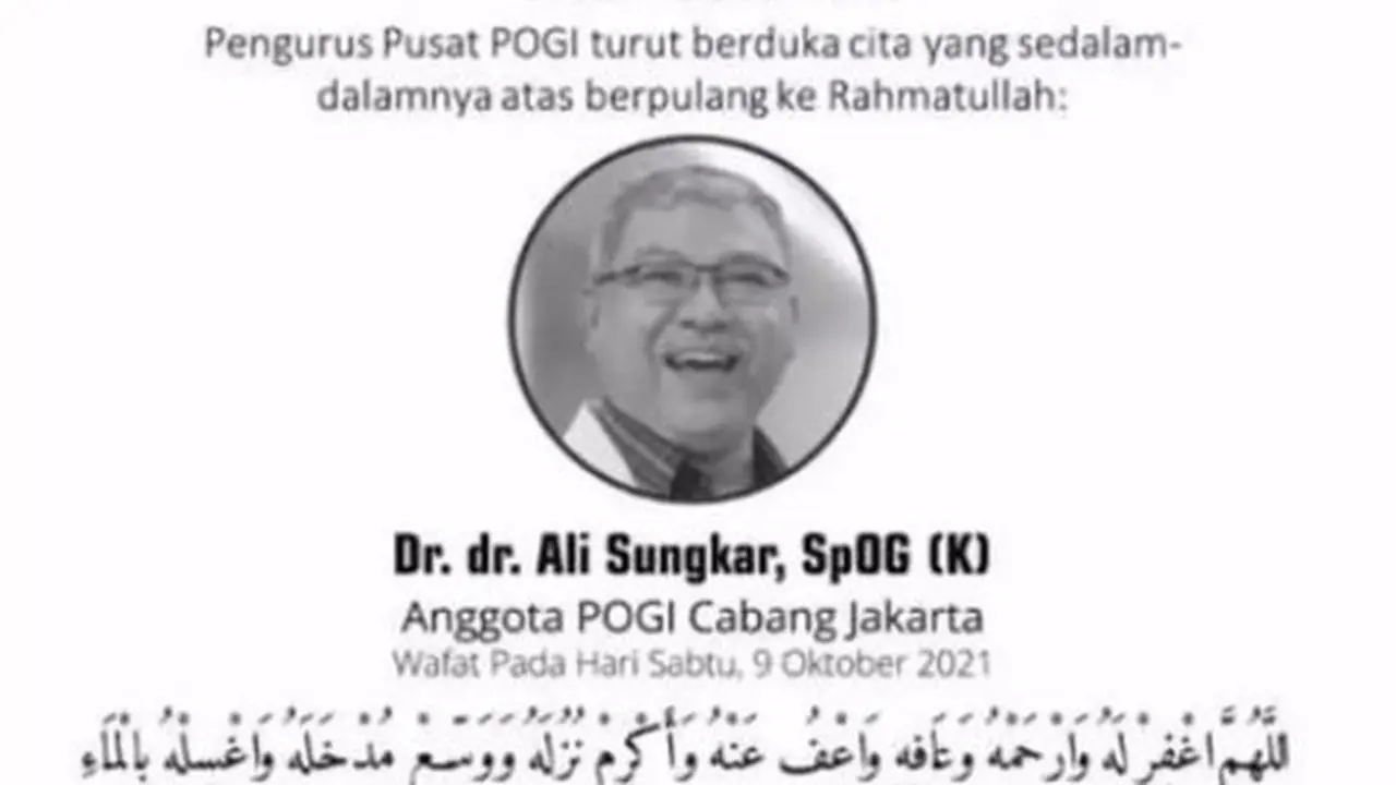 Dr. dr. Ali Sungkar, Sp.OG-KFM meninggal dunia