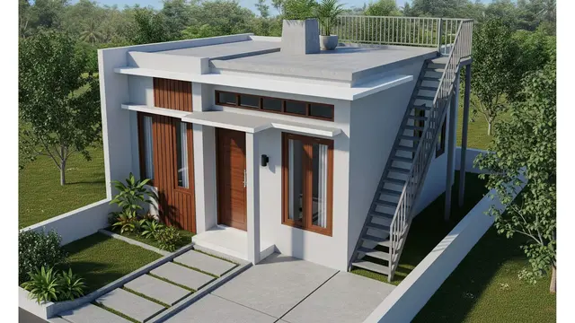 contoh rumah 1 lantai dengan rooftop minimalis biaya terjangkau