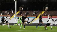Manchester City meraih kemenangan 3-0 atas Fulham pada laga pekan ke-28 Premier League di Craven Cottage, Minggu (14/3/2021) dini hari WIB. (Catherine Ivill / POOL / AFP)