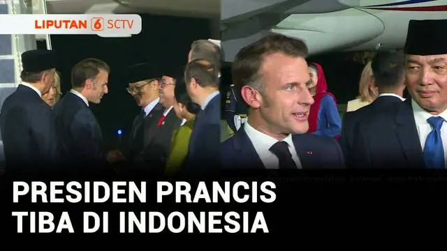 VIDEO: Presiden Prancis Emmanuel Macron Tiba di Indonesia, Disambut Menhan hingga Menlu