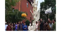 Diguyur Hujan, SBY Resmikan Patung Dewi Saraswati di Washington