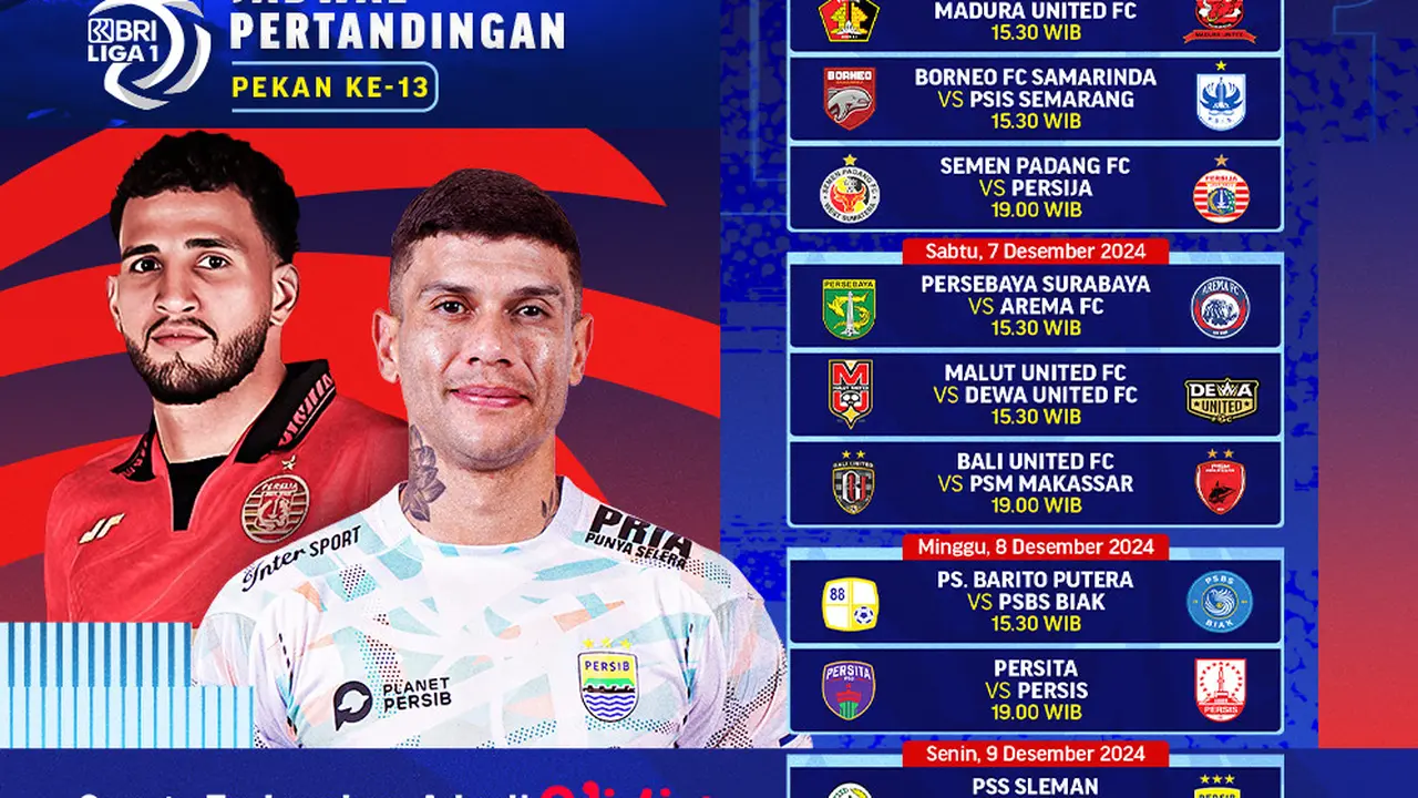 Jadwal BRI Liga 1 2024/25 Matchweek 13 di Vidio